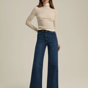 Favorite Daughter Navy Wide Leg Jeans
